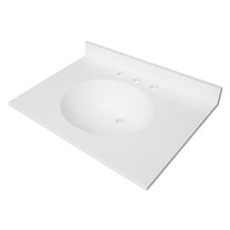 Kingston Brass KVPB3122A38 Wimbeldon 31" x 22" Solid Surface Vanity Top with Oval Sink (8" Faucet Drillings), Glossy White