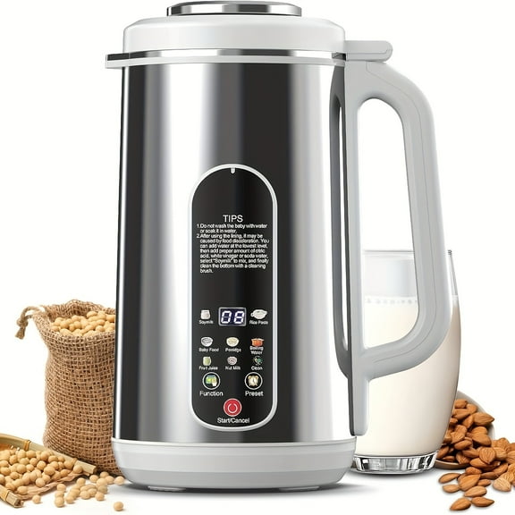 Automatic Nut Milk Maker 42oz/1200ml - Multi-Function Food Processor, Blender, Juicer & Wall Breaking Machine, 24H Timer, Temp Control, Touch Control, Self-Cleaning