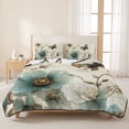 thumbnail image 3 of Full Quilt Set 78''x90'', Vintage Flowers Lightweight Summer Bedspread Coverlet Set with 2 Pillow Shams, Spring Floral Teal Tulip Butterfly Breathable All Season Quilt Bedding for Bedroom/Guest Room, 3 of 9