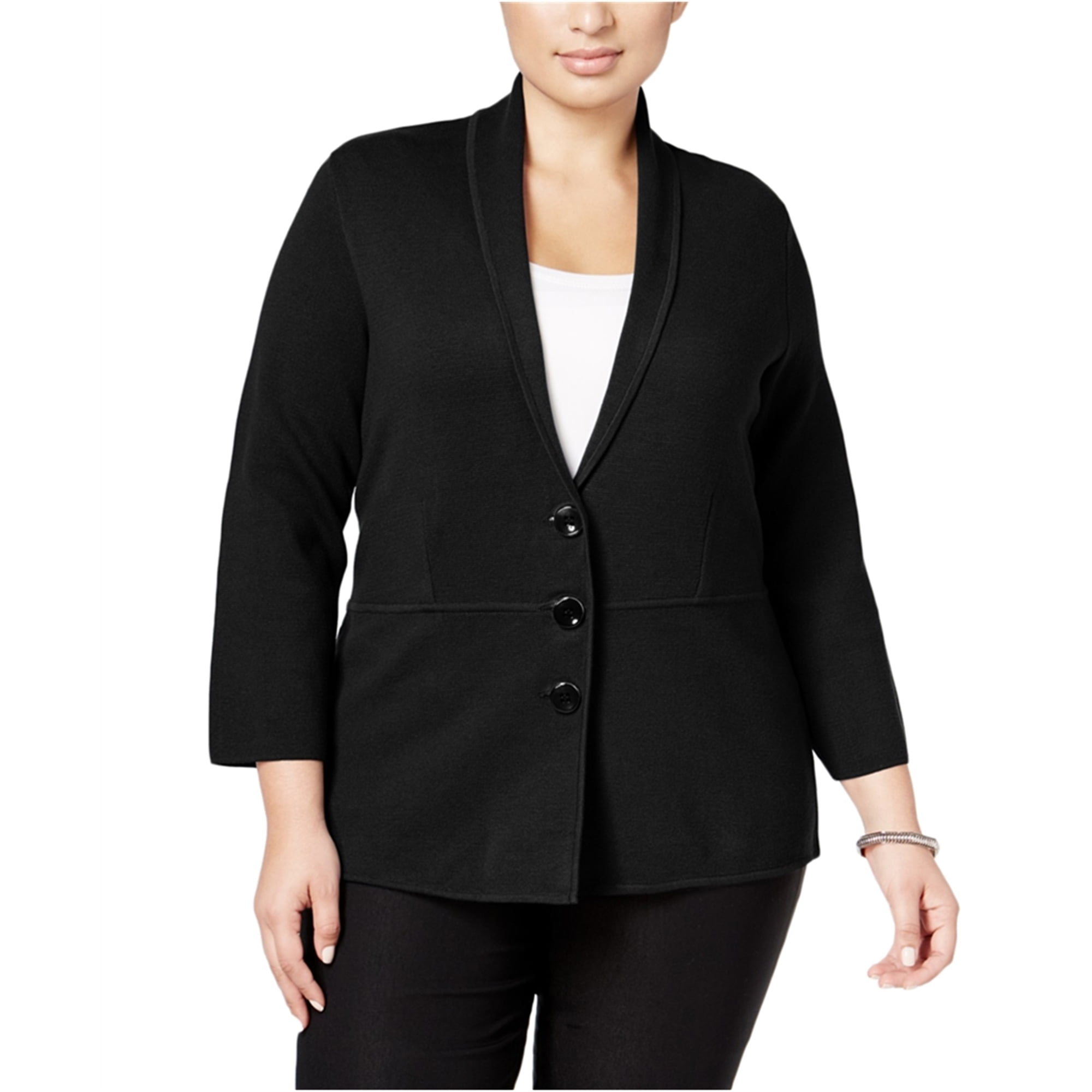 Alfani - Alfani Womens Knit Pea Coat deepblack 2X - Plus Size - Walmart.com - Walmart.com