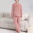 thumbnail image 3 of SWSMCLT Women's 2 Piece Pajama Set Cute Pjs Long Sleeve Loose Lounge Lounge Set Thick Fuzzy Fleece Trendy Spring Pink Small, 3 of 5