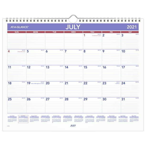 At-A-Glance Academic Monthly Wall Calendar, 15" X 12", July 2021 To June 2022 - - Walmart.com