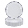 thumbnail image 5 of Exquisite Victorian Plastic Plates 80 Piece Plastic Disposable Plates for Party Set For 40 Guests - White/Black, 5 of 9