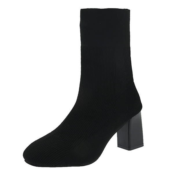 NECHOLOGY Zapatos Botines para mujer Europa y los Unidos y el comercio exterior de los Unidos para botas gruesas con cabeza redonda después de la correa Modelos clásicos y botines Botas (Black 8)