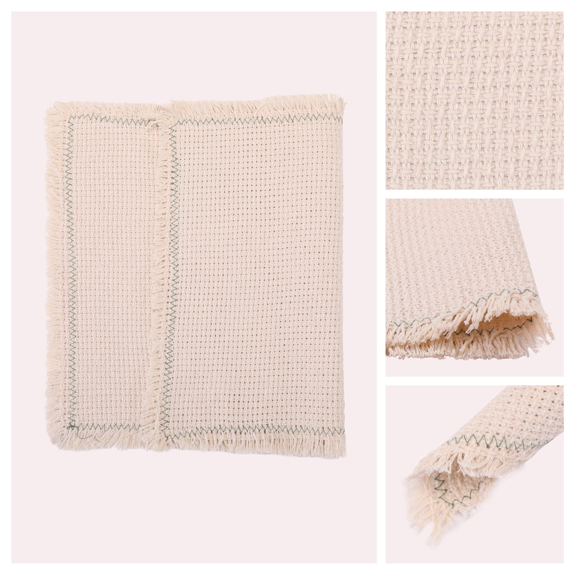 Unique Bargains 4pcs Cotton Blend Washable Table Mat Brown Edge 15.7"x11.8"