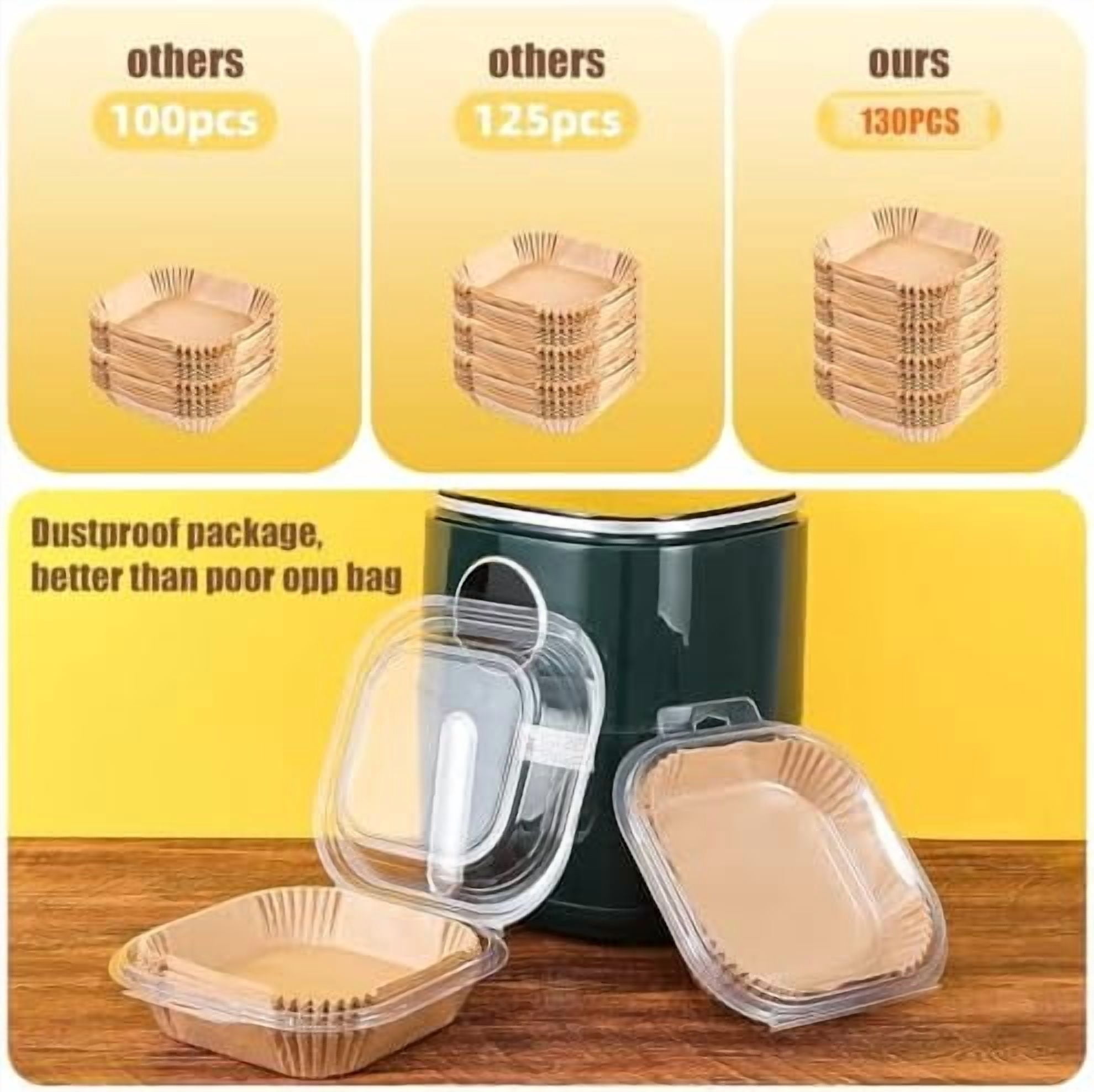 9.5 Inch Paper Air Fryer Liners Disposable,130 Pcs Square Air Fryer Parchment Liners, Suitable for 5-8 Qt,Non-stick &Oil-proof Parchment Paper for Frying