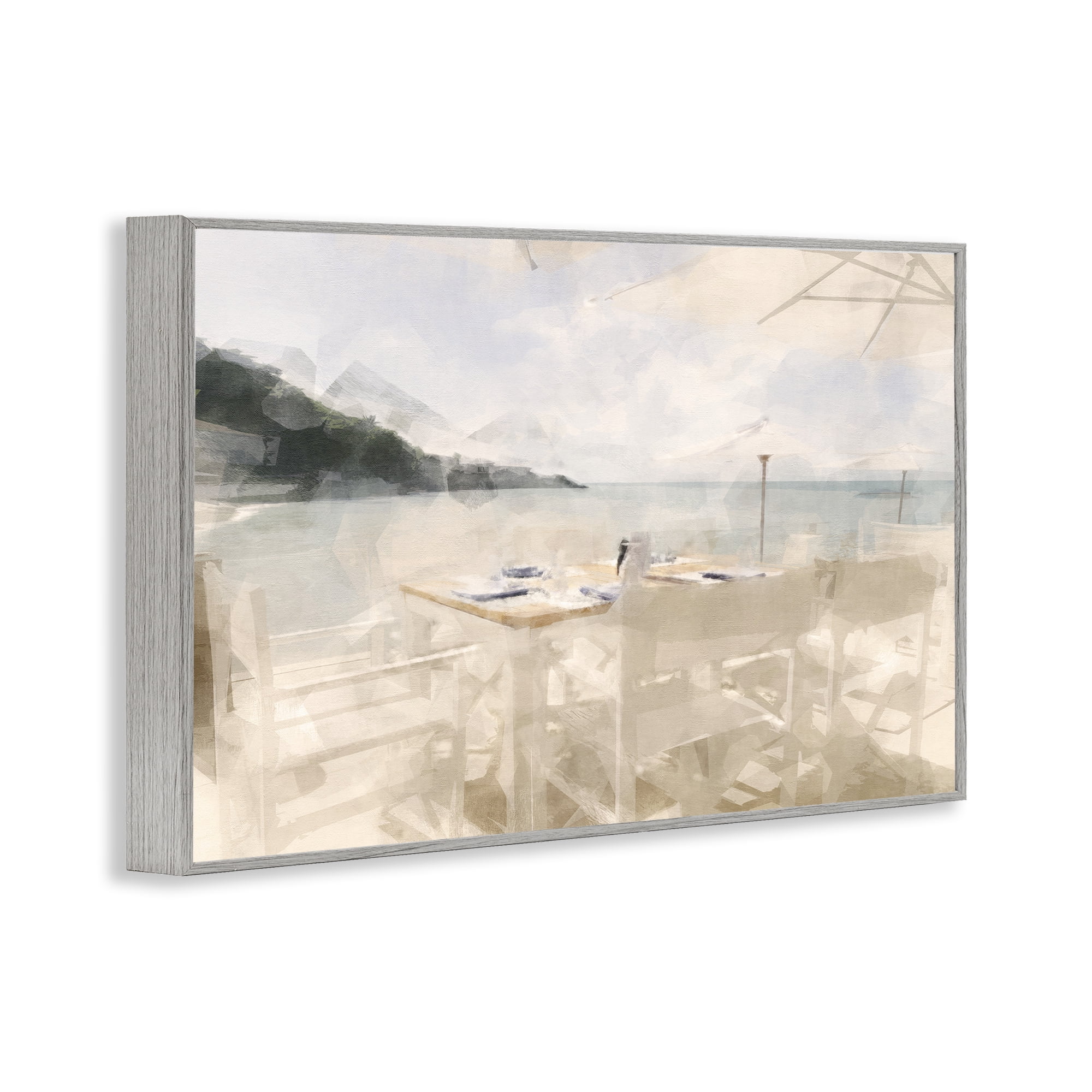 Stupell Industries Table By The Sea Gray Framed Giclee Art, design by Noah Bay