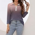 thumbnail image 5 of Xqxayjr Women's Quarter Zip Sweatshirt Tops Casual Graphic 3/4 Sleeve Ombre Gradient Collared Fall Sweaters Tops Comfy Round Neck Shirts Plus Size Outfits, 5 of 7