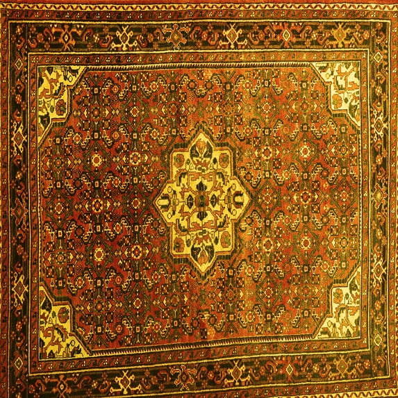 Ahgly Company Indoor Square Persian Yellow Traditional Area Rugs, 7' Square