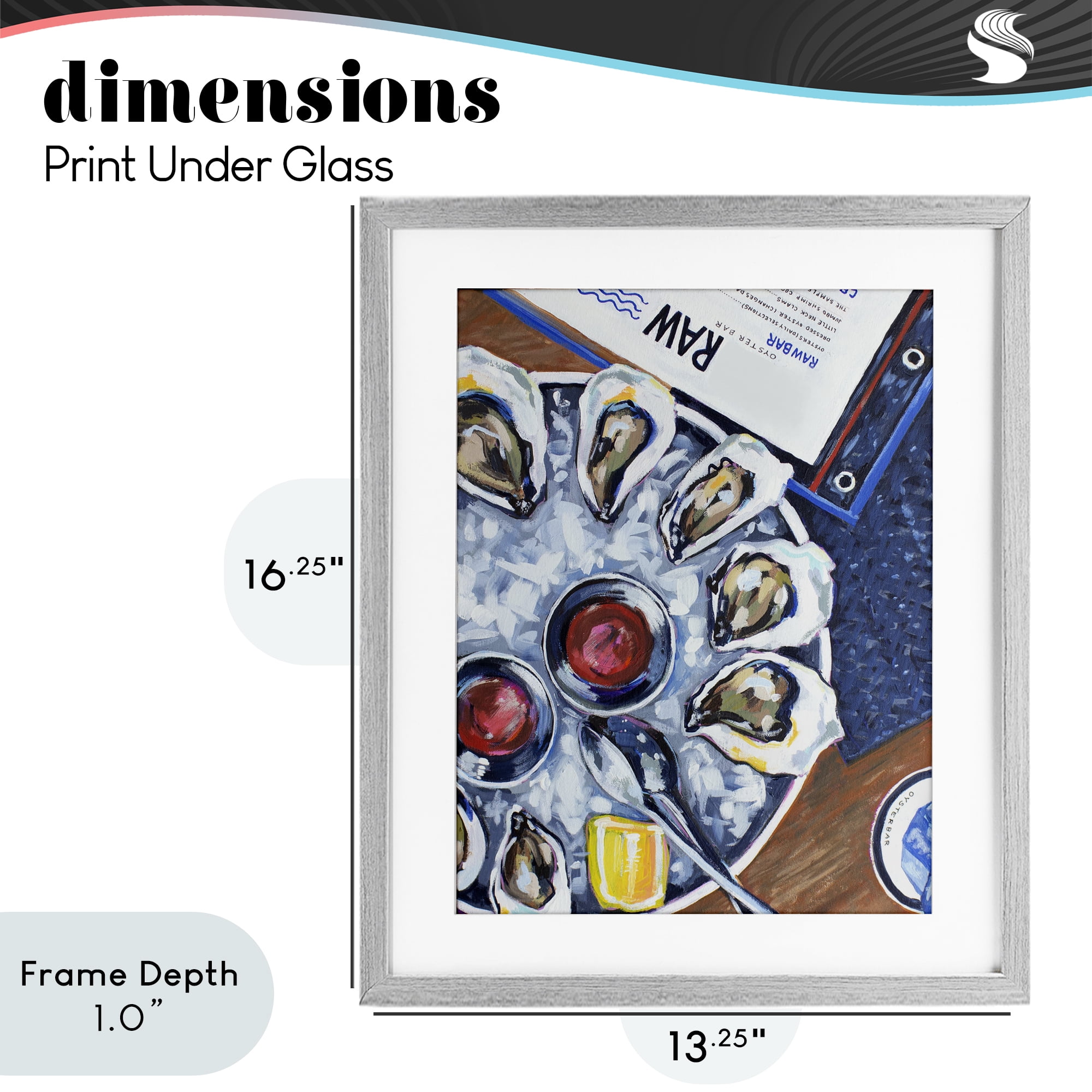 Stupell Industries Oysters on Ice Gray Framed Print Under Glass, design by Rachel Nerney