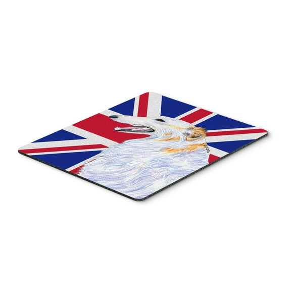"Borzoi with English Union Jack British Flag Mouse Pad Hot Pad or Trivet"