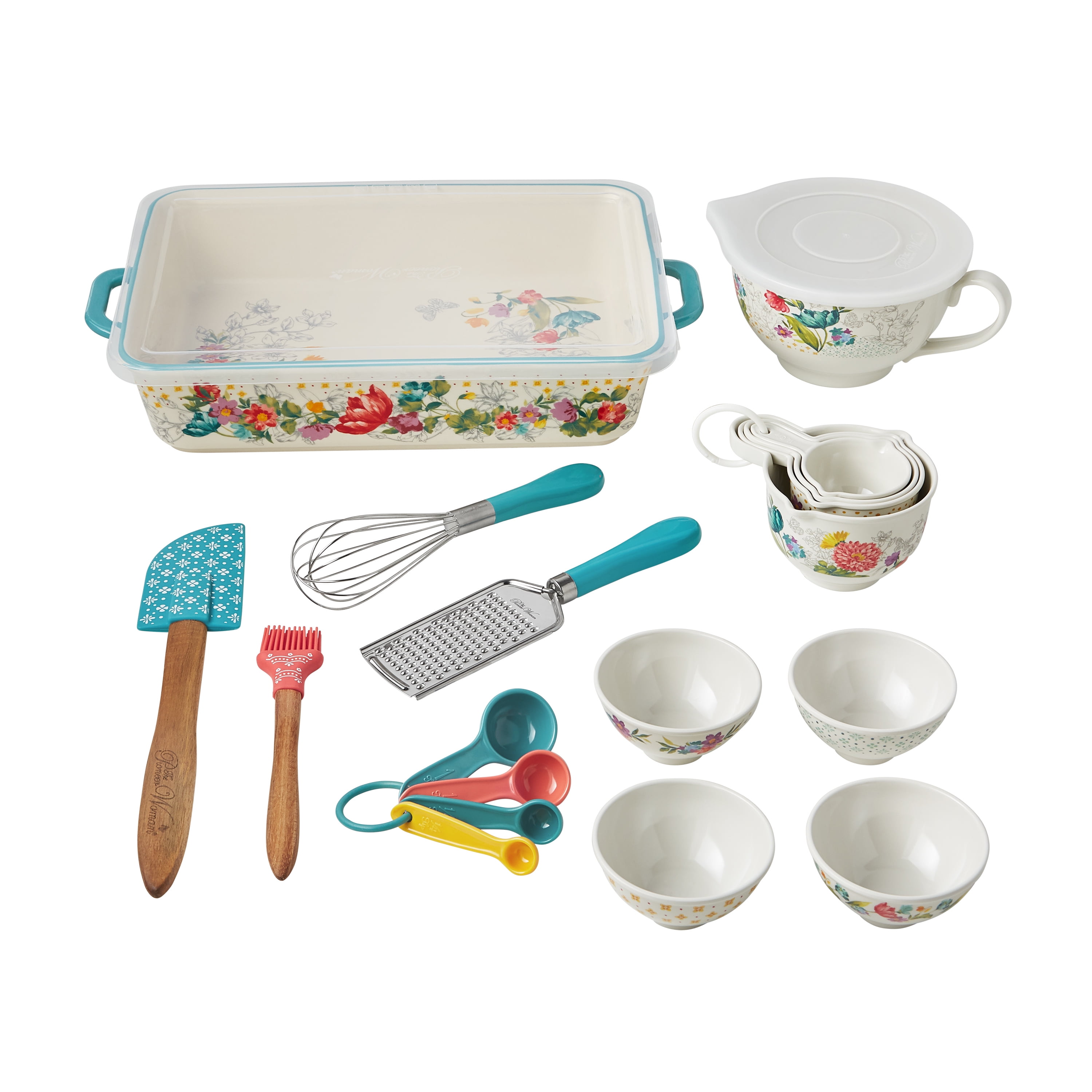 The Pioneer Woman Blooming Bouquet 20-Piece Bake & Prep Set with Baking Dish & Measuring Cups