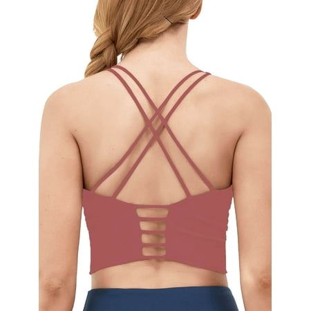 As Rose Rich Strappy Sports Bra for Women Padded Athletic Yoga Bra  M