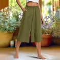 thumbnail image 2 of Fiaer,Womens Plus Size Capri Pants,Women's Lounge Elastic Waist Wide Leg Trousers with 2 Pockets,Solid Color Going out Joggers for Women Army Green XL, 2 of 9