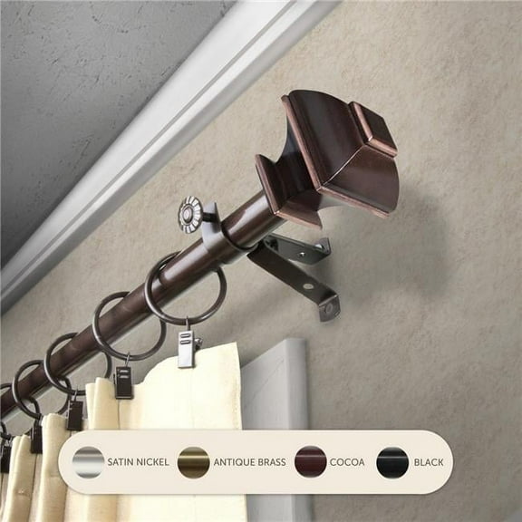 Central Design 4882-487 0.8125 in. Vicky Curtain Rod with 48 to 84 in. Extension, Cocoa