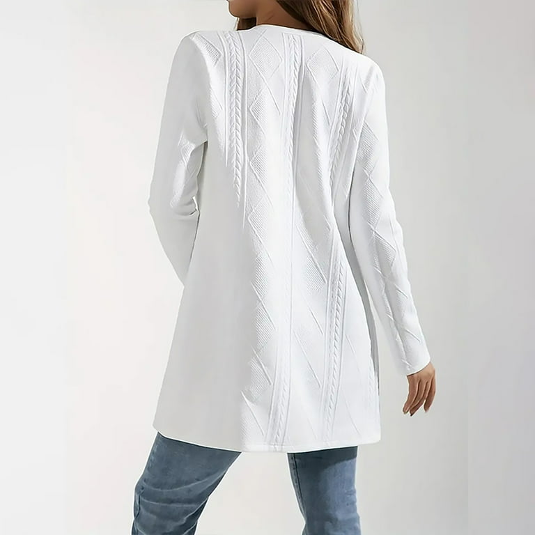 Tii.MM Women s Fall Cardigan 2024 Fashion Long Sleeve Zip up Outerwear Casual Lightweight Textured Open Front Coat