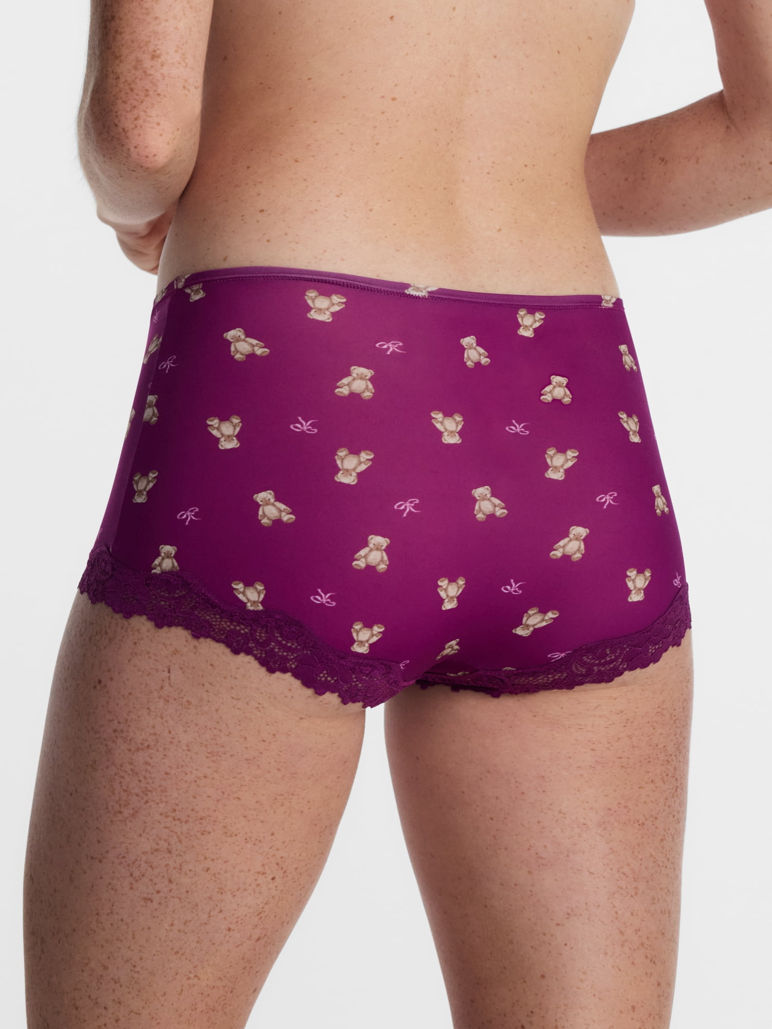No Boundaries Fit Stretch Boyshort Panties with Lace, 3 Pack, Women's XS-3XL