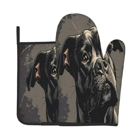 

Bingfone Vintage Dog Illustration Print Oven Mitts Pot Holders Set 2 PCS for Kitchen for Cooking Grilling Baking BBQ Pot Holders Cook Essentials