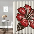 thumbnail image 2 of Awypu Hibiscus Flowers Hawaiian Tropical Plants Summer Flower Waterproof Shower Curtain for Bathroom Decoration White, 2 of 7