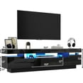 thumbnail image 2 of Uspeedy 70IN White TV Stand for 75/80 inch TV,Modern LED TV Stand for Living Room,High Gloss Entertainment Center with Storage Drawer,APP RGB Light,TV Console,Television Stands(Black), 2 of 15