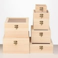 thumbnail image 3 of AFQH Wooden Square Hinged Storage Boxes Craft Gift Storage Container Dust Jewelry Box, 3 of 6