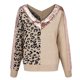 thumbnail image 4 of Gibobby Sueter para mujer invierno casual Suéter con cuello en V para mujer Top Lentejuelas Estampado de Temperamento Suéter de manga larga Suéter informal(Caqui,G), 4 of 5