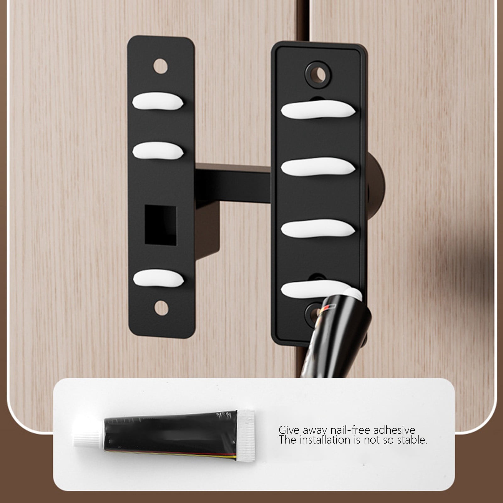 Iuhan No-Drill Door Lock, Sliding Gate Lock and Push-Pull Door Fastener, Adjustable Cabinet Lock Easy-Install Door Stopper for Home Security