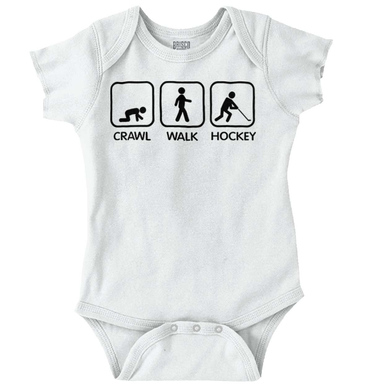 Crawl Walk Hockey Funny Sports Athletic Gift Newborn Romper Bodysuit For Babies 