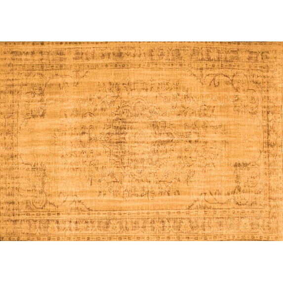 Ahgly Company Indoor Rectangle Abstract Orange Contemporary Area Rugs, 6' x 9'