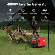 PowerSmart 4800W Portable Inverter Gas Generator with Manual Start for Home Emergencies with Wheel