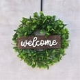 thumbnail image 3 of Clearance!Musol Wreath Artificial Boxwood Wreath 11.81 Inch Welcome Wreath with Wooden Sign for Front Door Window Wall Wedding Decoration Suitable for All Seasons and Festivals, 3 of 9