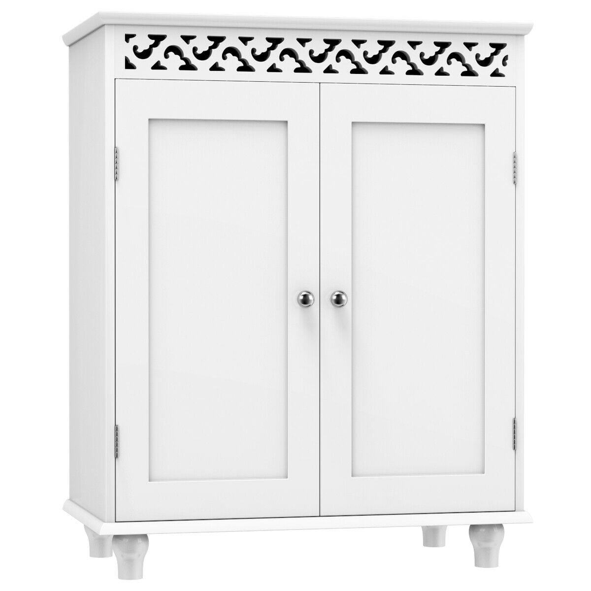 White Yaheetech Bathroom Wall Cabinets/Cupboard with Double Door and Adjustable Shelf Kitchen/Toilet Storage/Organiser Unit
