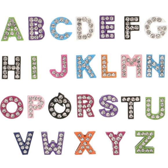 FRCOLOR letter charms 26Pcs Letter Charms Rhinestone Letter Charms Necklace Charms Letters for Crafts Bracelet Charms,0.39"X0.39"X0.16"