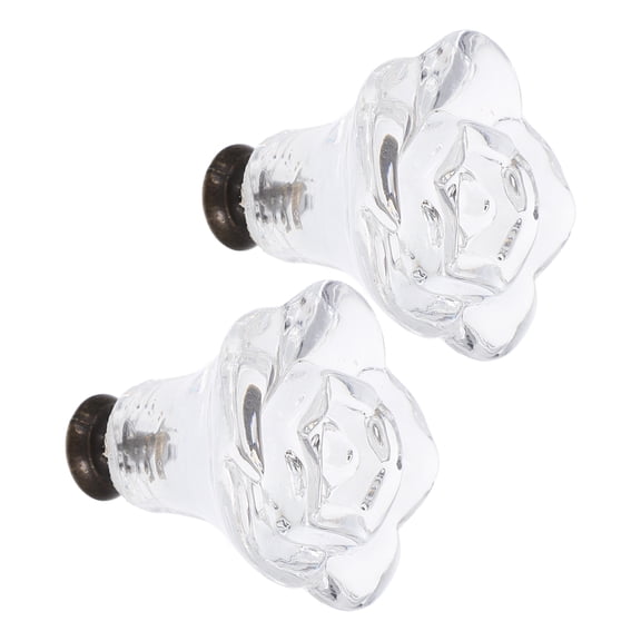 MEIBUTYUP 2-Pack Transparent Glass Drawer Pulls with Zinc Alloy Vintage Cabinet Knobs for Kitchen Cabinets and Home Furniture