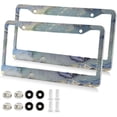 thumbnail image 2 of GZHJMY Blue Marble Car License Plate Frame, 2 Pack Aluminum License Plate Holder with Screws for Men Women License Plate Cover-Elliptical Hole Decorative, 2 of 7