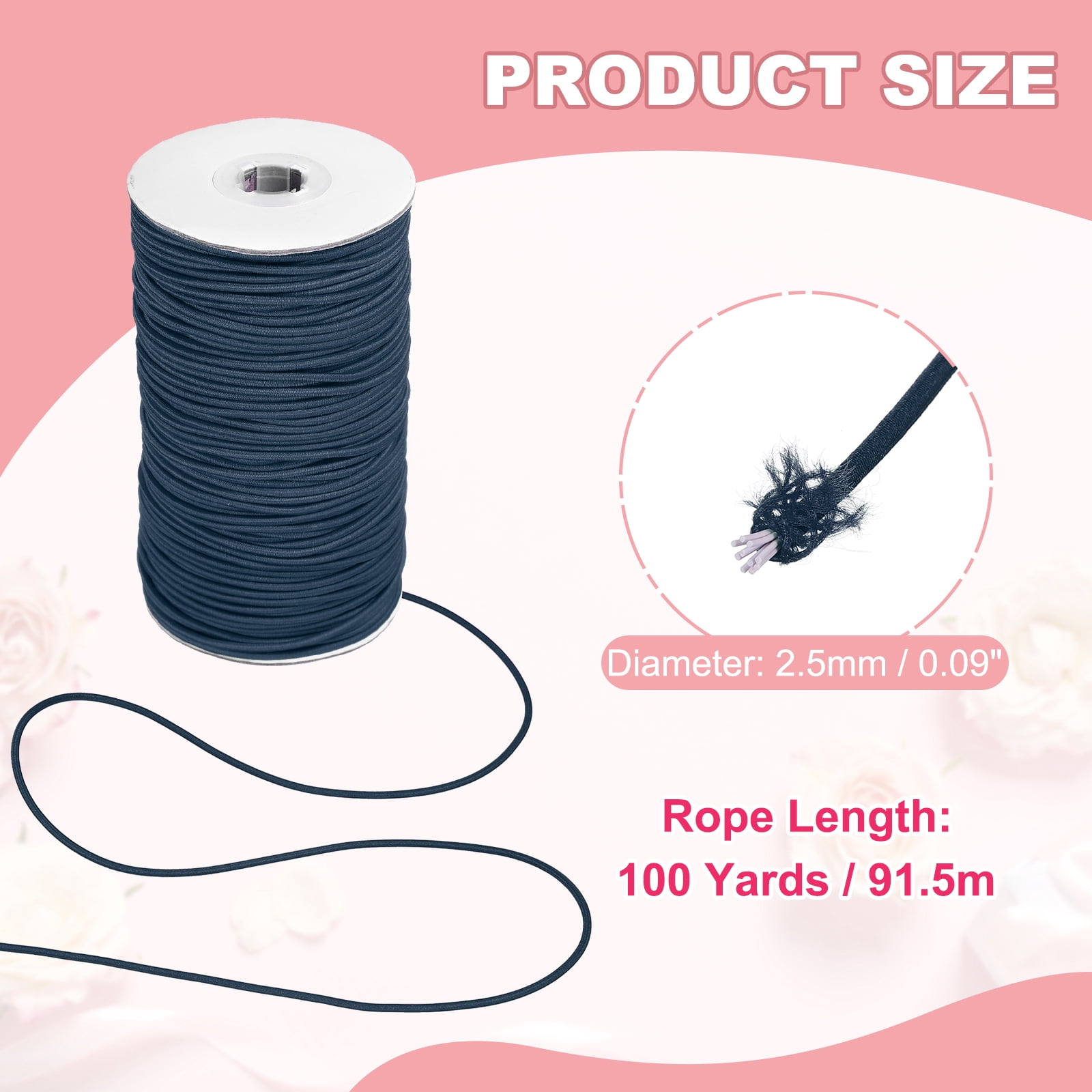 Uxcell Stretchy String for Bracelets, Elastic Crystal Thread Stretch Elastic Beading Cord 2.5mm & Dark Blue-Fitting For(Bracelets/Sewing/Beading/Necklace/Jewelry Making/Crafts DIY)