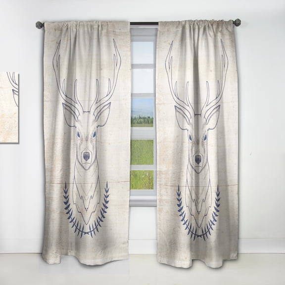 Designart 'Beautiful and Wild Deer IX' Farmhouse Curtain Panel