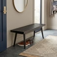 thumbnail image 3 of Roundhill Furniture Larwich Solid Wood Slatted Bench, 56.30-Inch Long, Espresso, 3 of 14