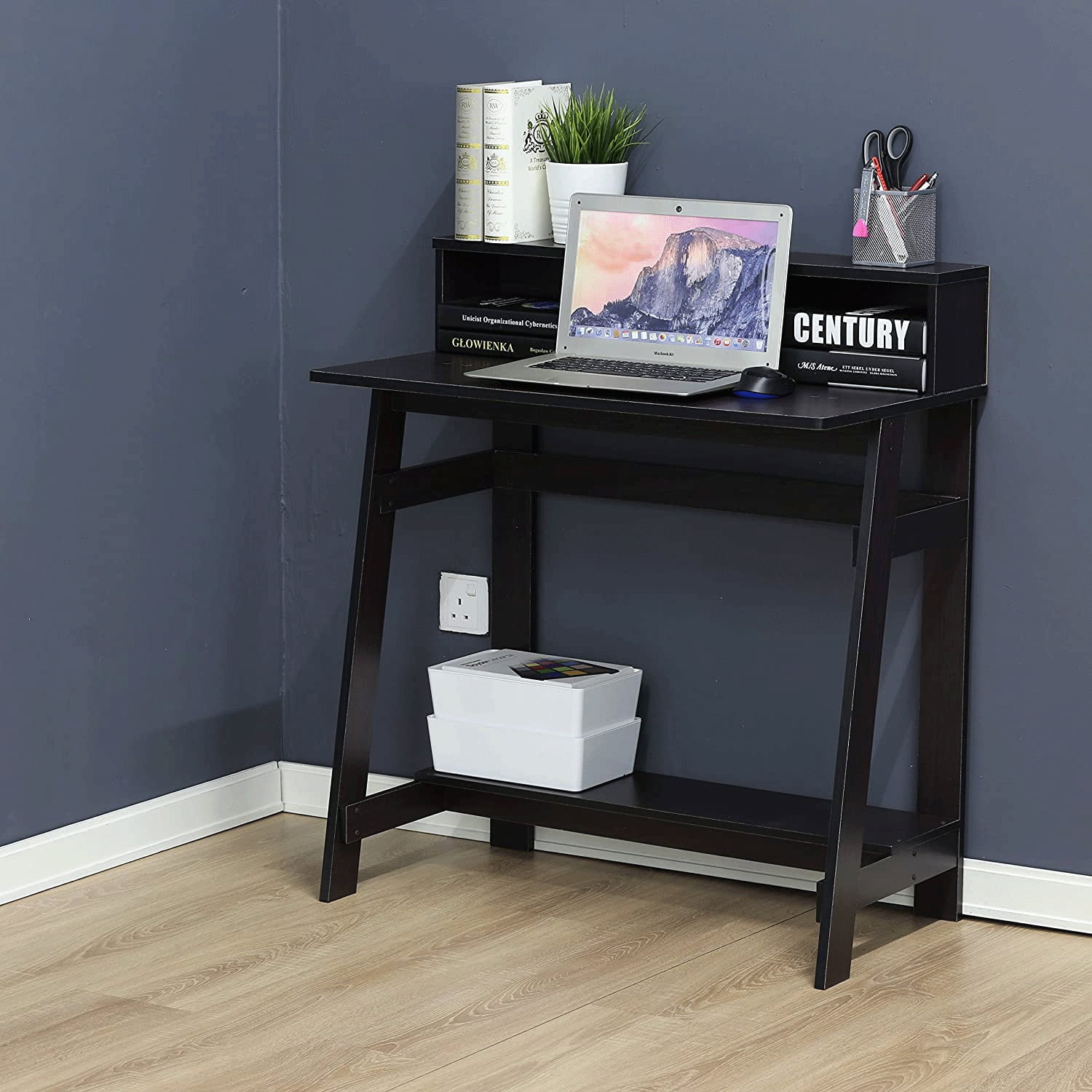 Furinno Engineered Wood SIMPLISTIC A Frame Computer Desk in Dark Walnut