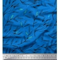 thumbnail image 1 of Soimoi Blue Rayon Fabric Curry Leaves Printed Fabric 1 Yard 58 Inch Wide, 1 of 3