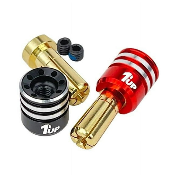 1UP Racing Heatsink Bullet Plug Grips w/5mm Bullets (Black/Red)
