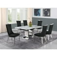 thumbnail image 4 of White Marble 7pc Dining Set with Silver Stainless Steel and 6 Chairs, 4 of 4