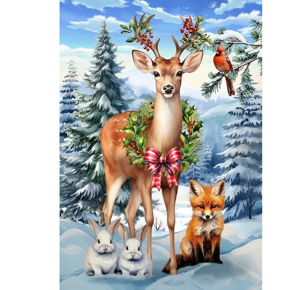 Briarwood Lane Winter Christmas Garden Flag 12x18 For Outdoor Woodland Deer For Christmas Garden Flag Flags For Outside