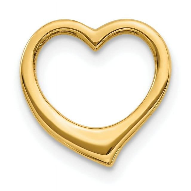 14k Yellow Gold Heart Floating Open Chain Slide Pendant Necklace Charm