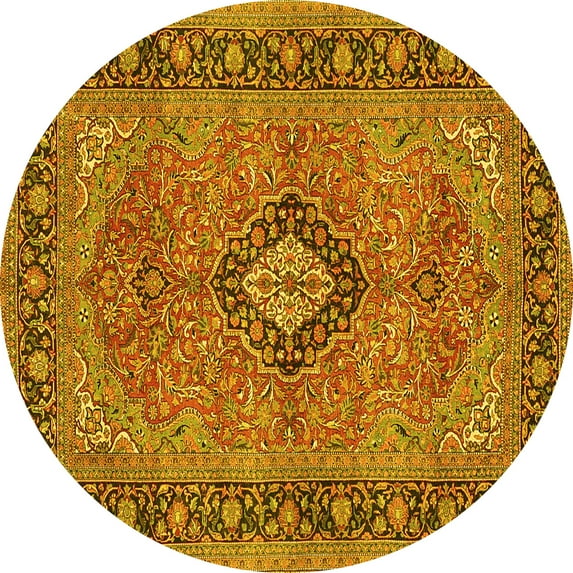 Ahgly Company Indoor Round Persian Yellow Traditional Area Rugs, 6' Round