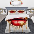 thumbnail image 2 of Designart "Golden Red Luxe Lips II" Fashion Bedding Covert Set - Glam Gold Inspirational Bed Set With 1 Sham, 2 of 6