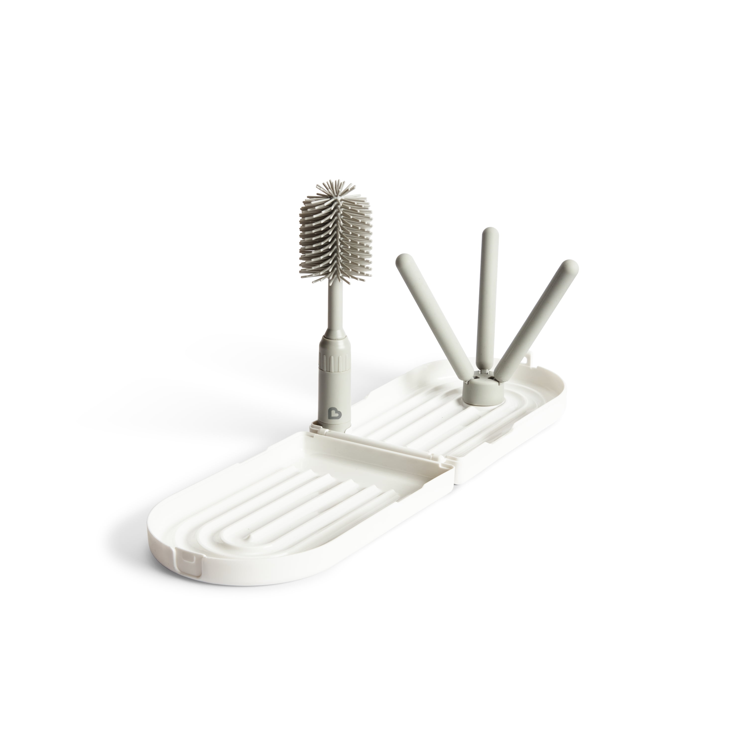Munchkin® Portable Bottle Drying Rack with Silicone Bottle Brush, Great for Travel and Diaper Bags, White