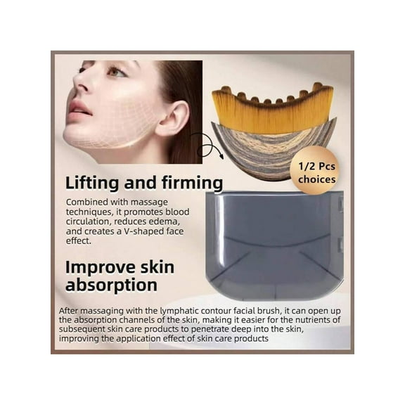 1PC Lymphatic Contour Face Brush - Anti-Puffiness Detox Lift Brush Soft Bristles for Skin Glow & Absorption Suitable for All Skin Types