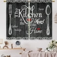 thumbnail image 6 of Black Farmhouse Rustic Kitchen Curtains Wooden Wood Small Short Cafe Window Curtains Vintage Fork Spoon Retro Barn Bathroom Living Room Bedroom Window Drapes Treatment 2 Panels (27.5x39 Inch), 6 of 6