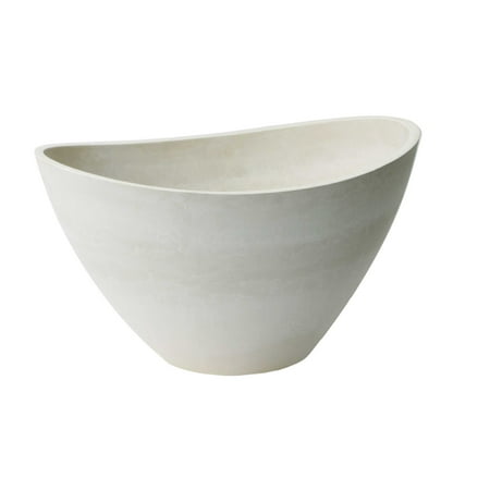 Algreen Valencia Planter, Wave Bowl 20-In. L by 14-In W by 11-In. H, Whitestone